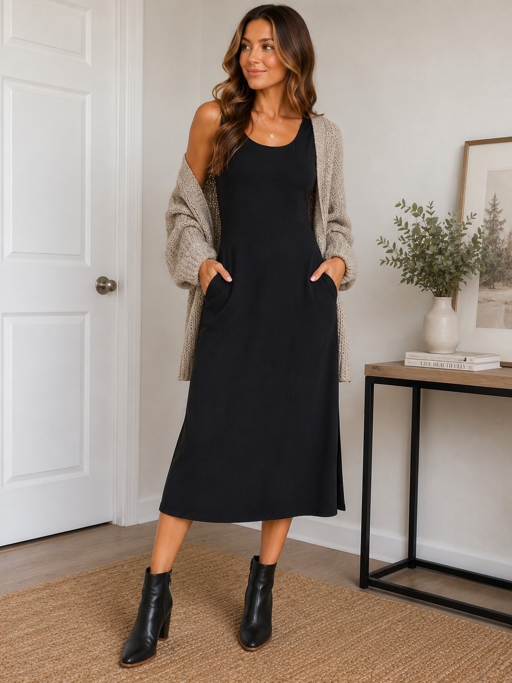Ralph Lauren Black Midi Tank Dress